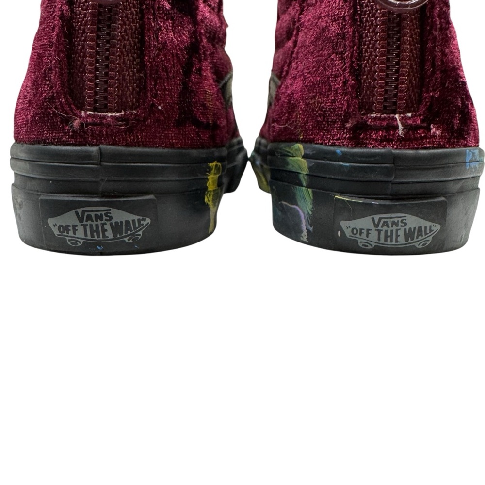 Vans Sk8 Hi Zip Skate Shoes Maroon Velvet High Top Kids Toddler Size 5 Snickers - Picture 4 of 10